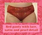 [SELLING]Romantic red panty ? Lace and satin front with pearl bow detail. Full coverage mesh back 24 hour wear &#36;25 and extra days &#36;10 each Add ons ?Polaroid picture of me wearing the panty-&#36;2 ?Pussy-Pop-&#36;2 from red panty by komolika chanda