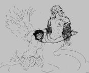 another sketch of my harpy girl having fun with her snake boyfriend from super cute hijab having fun with boyfriend