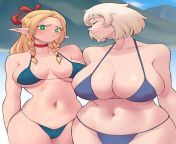 Marcille Donato, Falin Touden - Elf and human mages in bikini (Yoru Dan) [Dungeon Meshi, Delicious in dungeon] from 3d in dungeon 3dxpassion