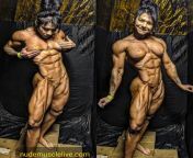 Mega shredded nude muscle girl from mega saree nude