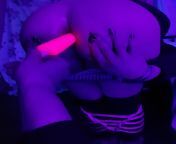 This hot pink toy is so cute! Especially the way it glows in the blacklight as Daddy makes it disappear into my hot pink bussy! ?? from the bugs bunny challenge is so cute especially with a tail
