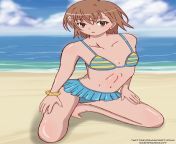 For Bikini day I drew Mikoto Misaka and one of my favorite bikinis Ive seen her wear the cant go wrong with the stripes. from mikoto misaka naked