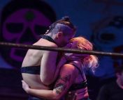 Allie Katch &amp; Sawyer Wreck kiss from mixed wrestling allie katch vs man