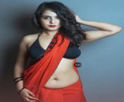 Rohini Chatterjee navel in red saree from mallu maria red saree hot navel