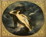 Gustave Moreau is one of the foremost Symbolist artists of all time. Can you identify the symbol in this painting of Nyx (the Night Goddess) from 1880? from neelam from naari magazine body painting nipples seen 4