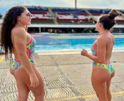 Colombian swimmers Salom Meja Arcila and Ana Belen Mejia Arcila from floor belen