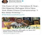 Tanitoluwa Adewumi recently earned the title of New York&#39;s chess champion for kindergarten through third grade. He&#39;s a homeless Nigerian refugee who just learned the game a little over a year ago. from amish patel sexy xxx banangla third grade movie nude garam masla sex actress shamn