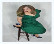 Heels, stockings, &amp; a green rdtro dress from village dress change aunty