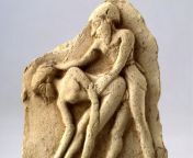 Sexual intercourse between a woman and a man on a terra cotta plaque from Mesopotamia, early 2nd millennium BCE from terra vanes