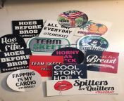team skeet sticker haul, was sent more than i requested. probably the most outlandish stickers i have ever received, and i love em! from lola fea team skeet