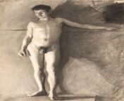 Vilhelm Hammershi - Male Model Standing (1881-84) from francisco lachowski male model nude jpg