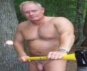 Dick Nasty Chopping Wood Nude at our Nudist Ranch from wood nude