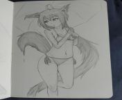 [NSFW(?)] Anime fox girl, pencil drawing, by me from anime fox girl sex