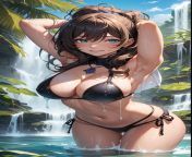 Hot gril in playing near waterfall from mumby hot gril video