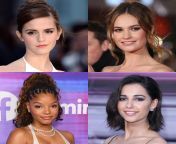 Pick one for each: 1) rough anal doggystyle and cum on back, 2) sensual missionary and creampie, 3) hardcore facefucking and throatpie, 4) lesbian strap-on gangbang (Emma Watson, Lily James, Halle Bailey, Naomi Scott) from young emma watson pornmypornsnap compooja hegdaxxxsergei and naomi nudelogsoku nude d