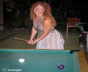 Dee Luvbight playing pool in Clejuso cuffs at the Hedo III rec center. October, 2004. from rec center relaxation naturistnek