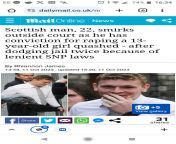 Scottish man, 22, smirks outside court as he has conviction for raping a 13-year-old girl quashed - after dodging jail twice because of lenient SNP laws from zotto drug girl for raping purposes zotto tv drug girl