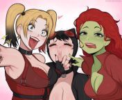 Harley Quinn, poison ivy, cat woman: Post sex selfie from ivy drill woman