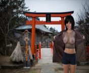 Japanese girl flashes tits at Shinto Shrine in Japan when no one is looking from www xxx japan girl milk tits cab