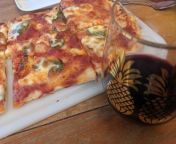 Pizza with basil from my garden. And wine that had snoop dogg on it. from mar basil kothamangalam