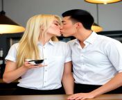 Sexy amwf waiter couple kiss at work from imdian couple kiss