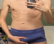 [Selling][USA][&#36;50] Skinny 18 year old twink. Freshly cum in calvins. DM for add ons from 18 old twink shows body in red