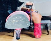 Under my sexy boots you pathetic slut, licking my heel is where you belong whilst your ass is being prepped with my steel plug from femdom heel lick