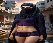 20 year old muslim woman wears a modern burka that reveals her cute belly button and thin waist. from y137 burka