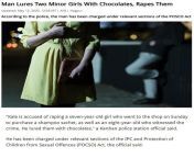Indian Man rapes 7 year old after luring her with chocolate and then rapes 8 year old who witnessed it from actor rapes