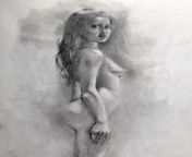 Artistic nude drawing, eliart (me), graphite, 2024 from art modeling nude liliana