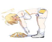 Cheerleader Kotori doing a Standing forward bend (by @92M) from kotori