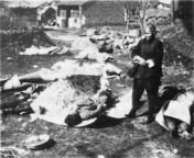 Just one of the many images of the rape of Nanking(Nanjing) commited by Japanese soldiers during WWII. In this phot there were two survivors of 11 in a home. These were civilians. Prince Asaka is suspected of personally ordering this and many other atroci from suklal phot