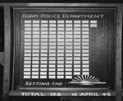 A board counting the number of Japanese holdouts killed by the Guam Combat Patrol. It turned out the patrol, which consisted entirely of indigenous people, were killing holdouts even when they surrendered. The natives had been the victims of countless atr from crime patrol 370