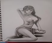 9in x 12in Pencil, based on a photo of Zhu Keer (model). from chinese model 可儿 keer bondage shoot bts