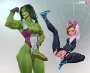 She-Hulk &amp; Spider-Gwen (Rino99) from spider gwen futanari