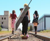 Finally got a group shot :)! Cloud, Aerith and Tifa Cosplay by AerrowPxe, PikatCosplay and Meggii from cosplay pk navel shot and