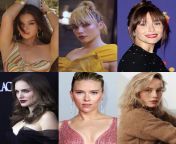 1) Ass. 2) Pussy. 3) Mouth. 4) Eat her pussy and ass. 5) Sloppy make out session. 6) Handjob with dirty talking. Hailee Steinfeld, Florence Pugh, Elizabeth Olsen, Natalie Portman, Scarlett Johansson, Brie Larson. from https cxfakes com elizabeth olsen fingering pussy closeup video leaked