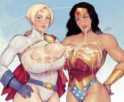 Power Girl &amp; Wonder Woman Covered in Cum (DevilHS) [DC] from kuta vforse girl sex village woman fuck in shop