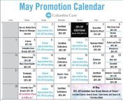 Columbia Care May Calendar. 30% Columbia Care Ounces ALL month. from columbia family