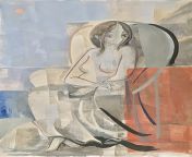 Sea side nude, me, acrylic and graphite on paper, 2023 from sea young nude