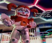 (A4fu/m) who will play a futa or male circus baby who turns the security guard into an ice cream machine or a different plot with circus baby we can discuss. Message me from sfm fnaf sl time stop circus baby