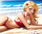 Hot anime chick on a beach from hentai anime 9