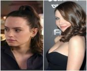 Would you rather... (1) Face fuck Daisy Ridley and then cum on Alison brie tits, OR, (2) Titjob with Alison brie and then cum on Daisy Ridley face? from daisy ridley