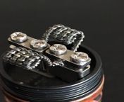 [NSFW] Juggernaut variant build, dual 4 wrap ID3mm @ 0,11ohm. Staggered fused core with 0.4x0.4 square NiCr, wrapped with 40g NiCr. Juggernaut wrap is 0.2 x 0.6 NiCr ribbon wire. Really flavorful warm vape. from cumonprintedpics dual jerk
