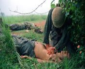 A U.S. corpsman tries to keep a wounded Marine alive while another Marines lies dead in the background after the lead platoon of Bravo Company, 1st Battery, 26th Marines was ambushed near the DMZ, South Vietnam. September 1966. The Marine would later die. from abigail bianca the marine sex 2008