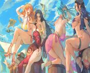 Nami, Vivi, Boa, and Robin [One Peice] from one piece threesome with busty babes boa and robin 3d hentai