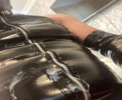 Dirty slave covered in his own cum from sissy mistress slave liking his own cum