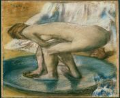 Edgar Degas - Woman Bathing in a Shallow Tub (1885) from indian woman bathing nube