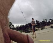 Public erection CFNM on the beach - female angler takes the bait! from shemale cfnm facial