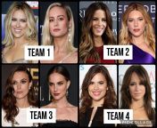 Pick a Threesome: Team 1 (Scarlett Johansson &amp; Brie Larson) Vs. Team 2 (Kate Beckinsale &amp; Katheryn Winnick) Vs. Team 3 (Keira Knightley &amp; Natalie Portman) Vs. Team 4 (Hayley Atwell &amp; Jennifer Love Hewitt) from bokep indo tante vs bocah 2